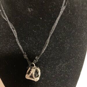 Blue and Silver Wire-Wrapped Pendant Necklace, Adjustable